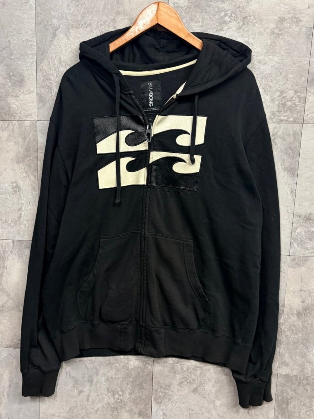 Vintage Billabong Full Zip Hoodie XL Black White